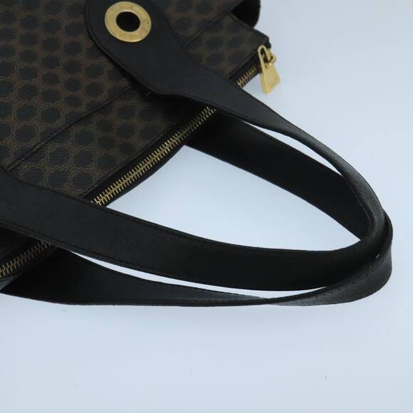 CELINE Macadam Canvas Hand Bag Pvc Leather Black Gold - Picture 7 of 12